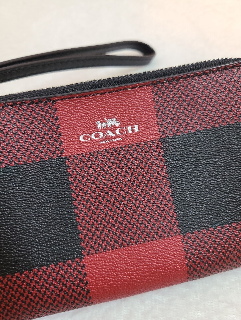 Coach Buffalo Plaid Signature Small Corner Zip Wristlet - Picture 2 of 6